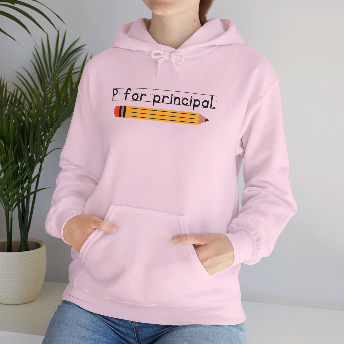 P for principal. | Unisex Heavy Blend™ Hooded Sweatshirt