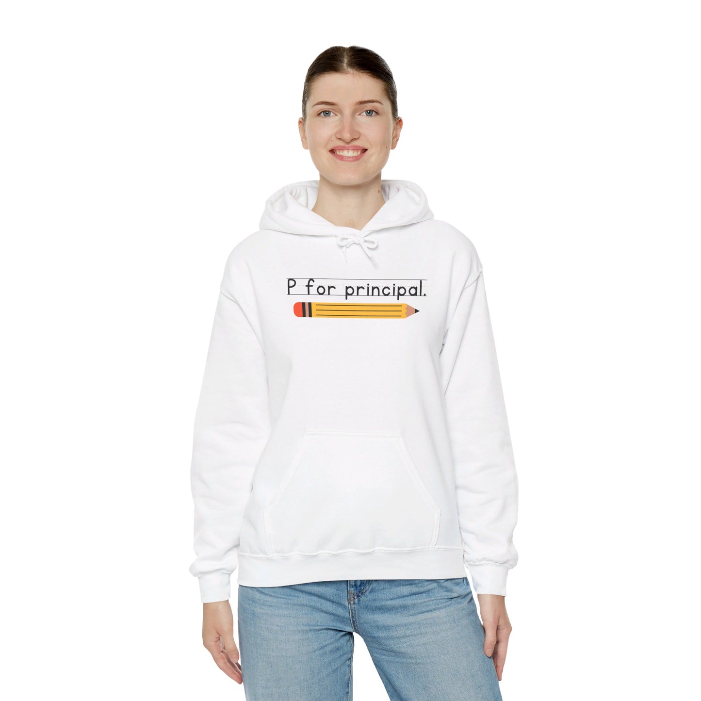 P for principal. | Unisex Heavy Blend™ Hooded Sweatshirt