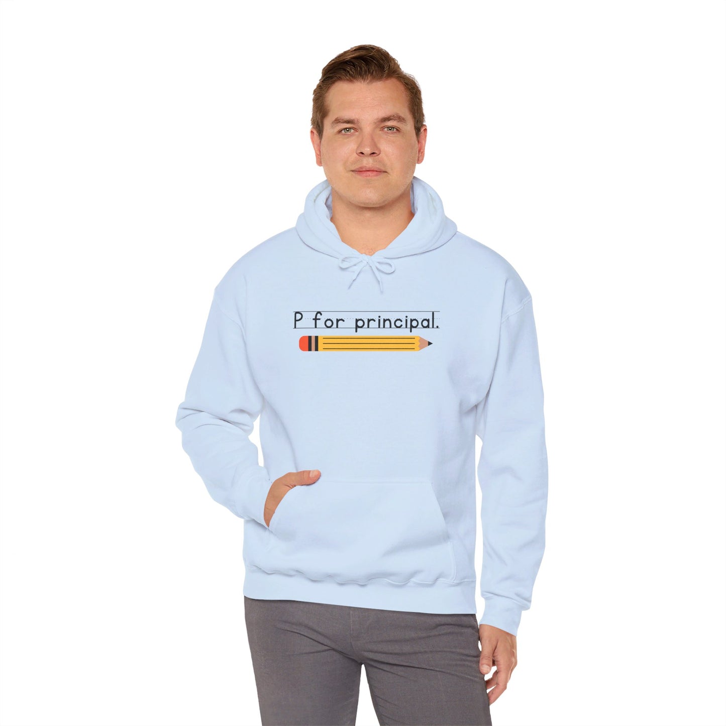 P for principal. | Unisex Heavy Blend™ Hooded Sweatshirt