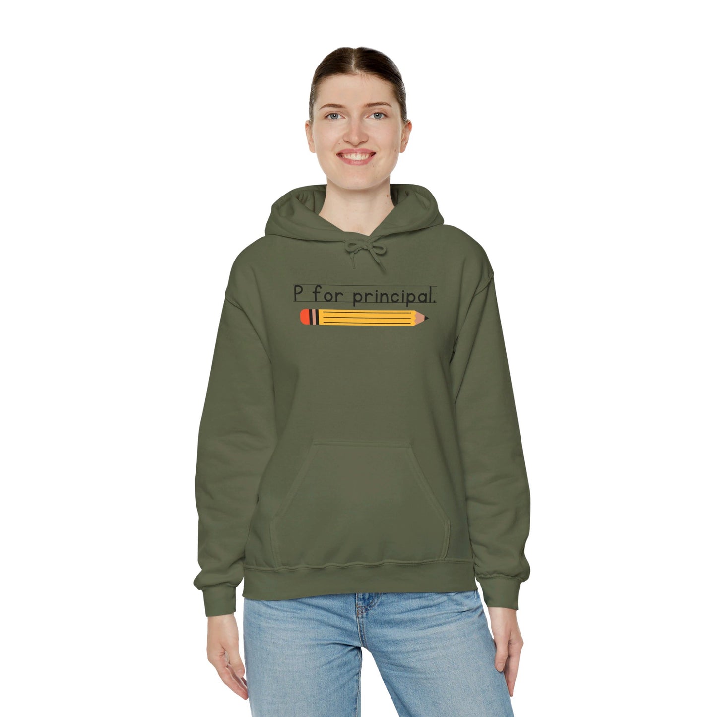 P for principal. | Unisex Heavy Blend™ Hooded Sweatshirt