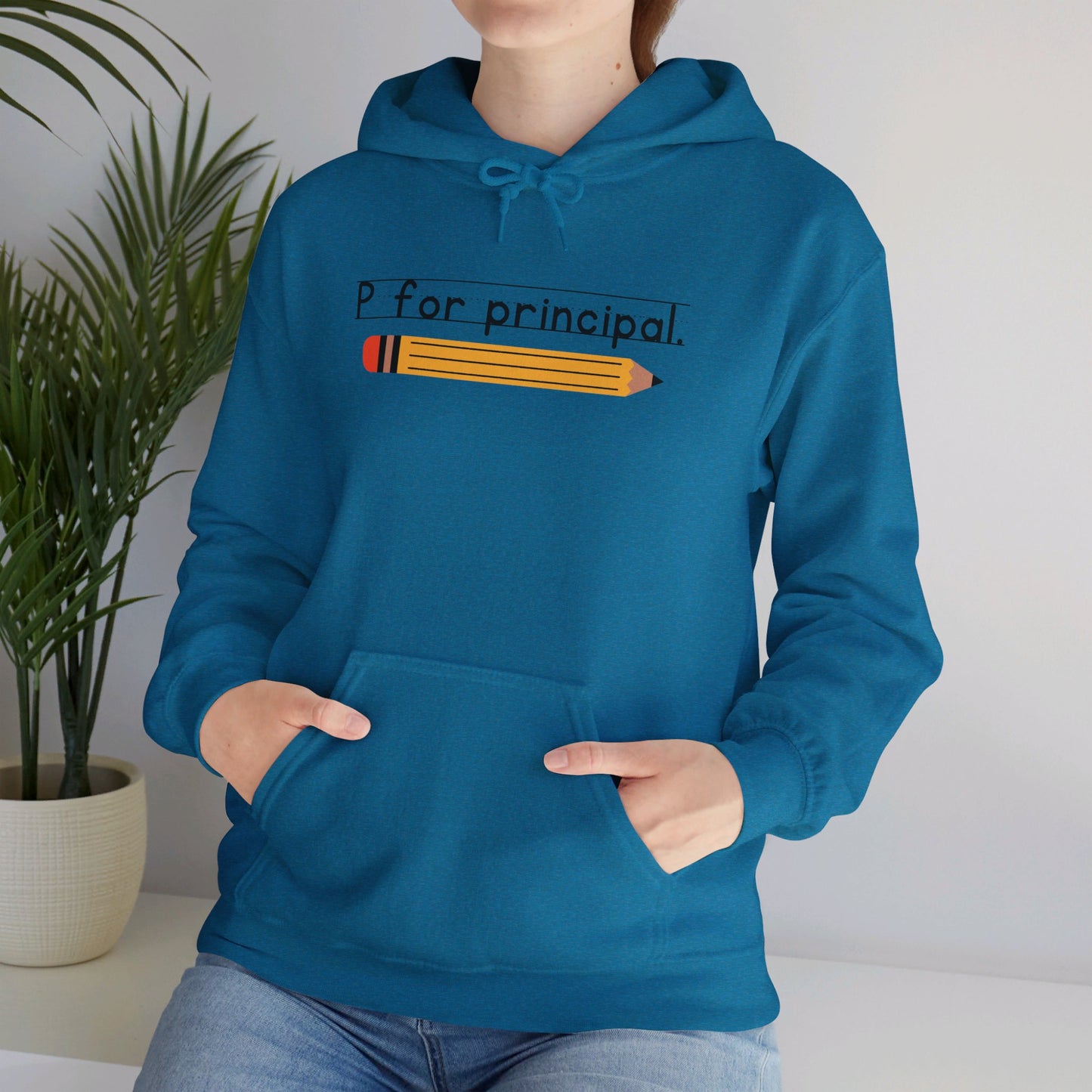 P for principal. | Unisex Heavy Blend™ Hooded Sweatshirt