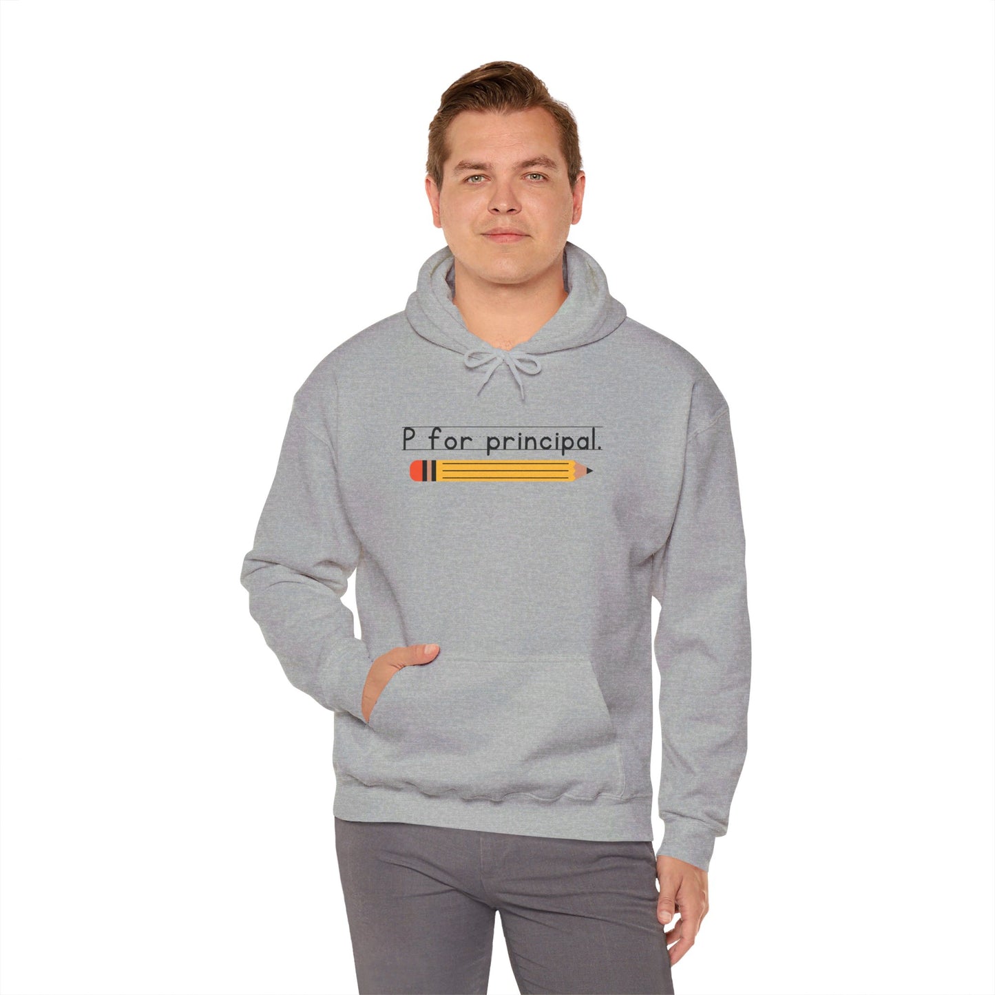 P for principal. | Unisex Heavy Blend™ Hooded Sweatshirt