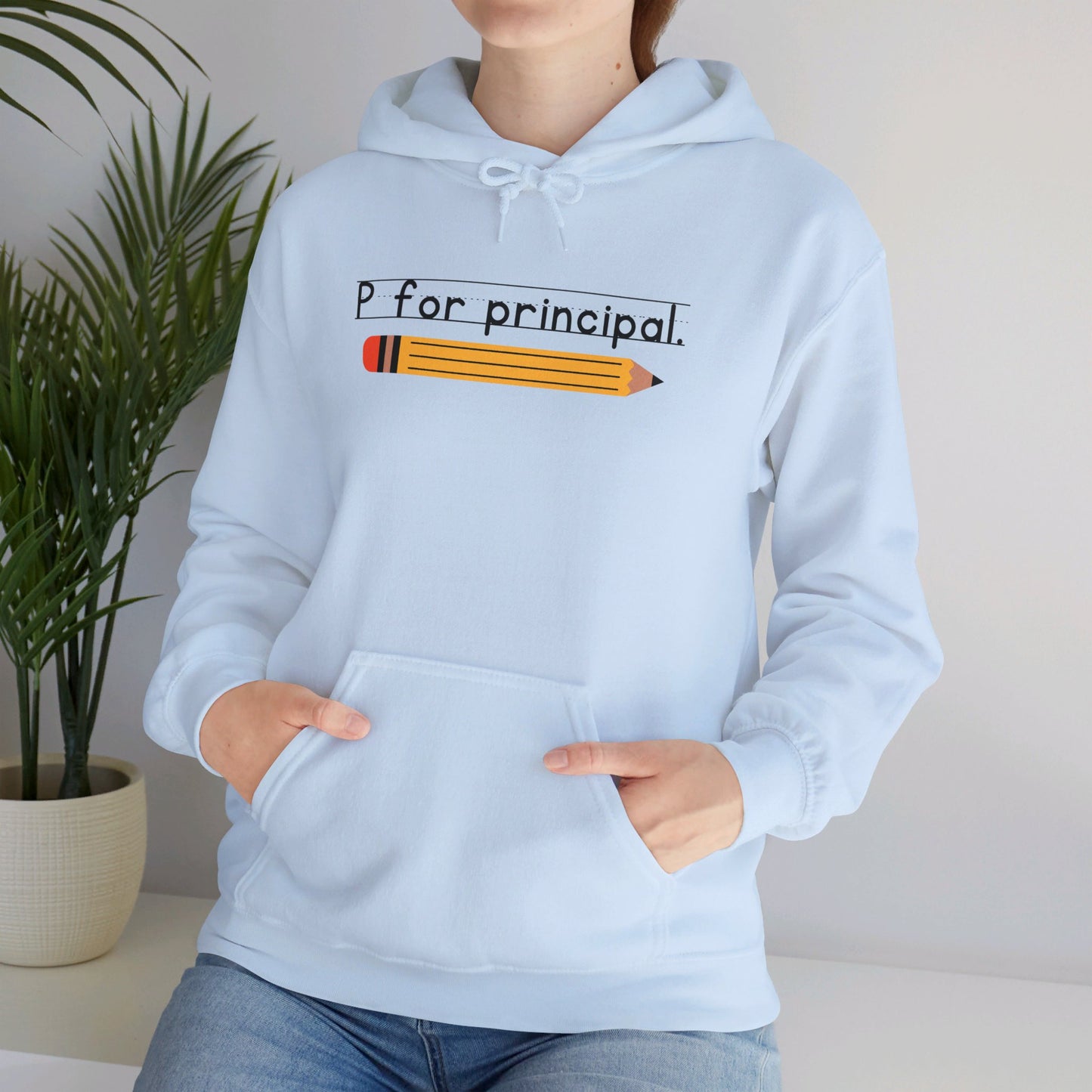 P for principal. | Unisex Heavy Blend™ Hooded Sweatshirt