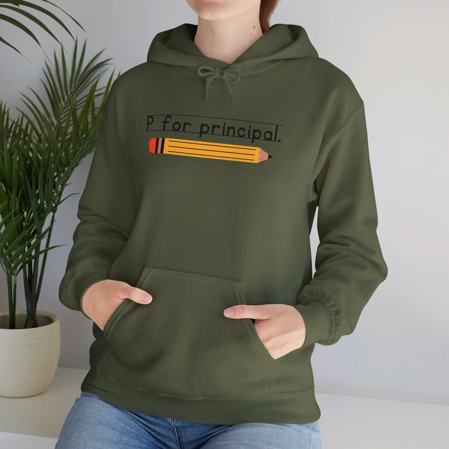 P for principal. | Unisex Heavy Blend™ Hooded Sweatshirt