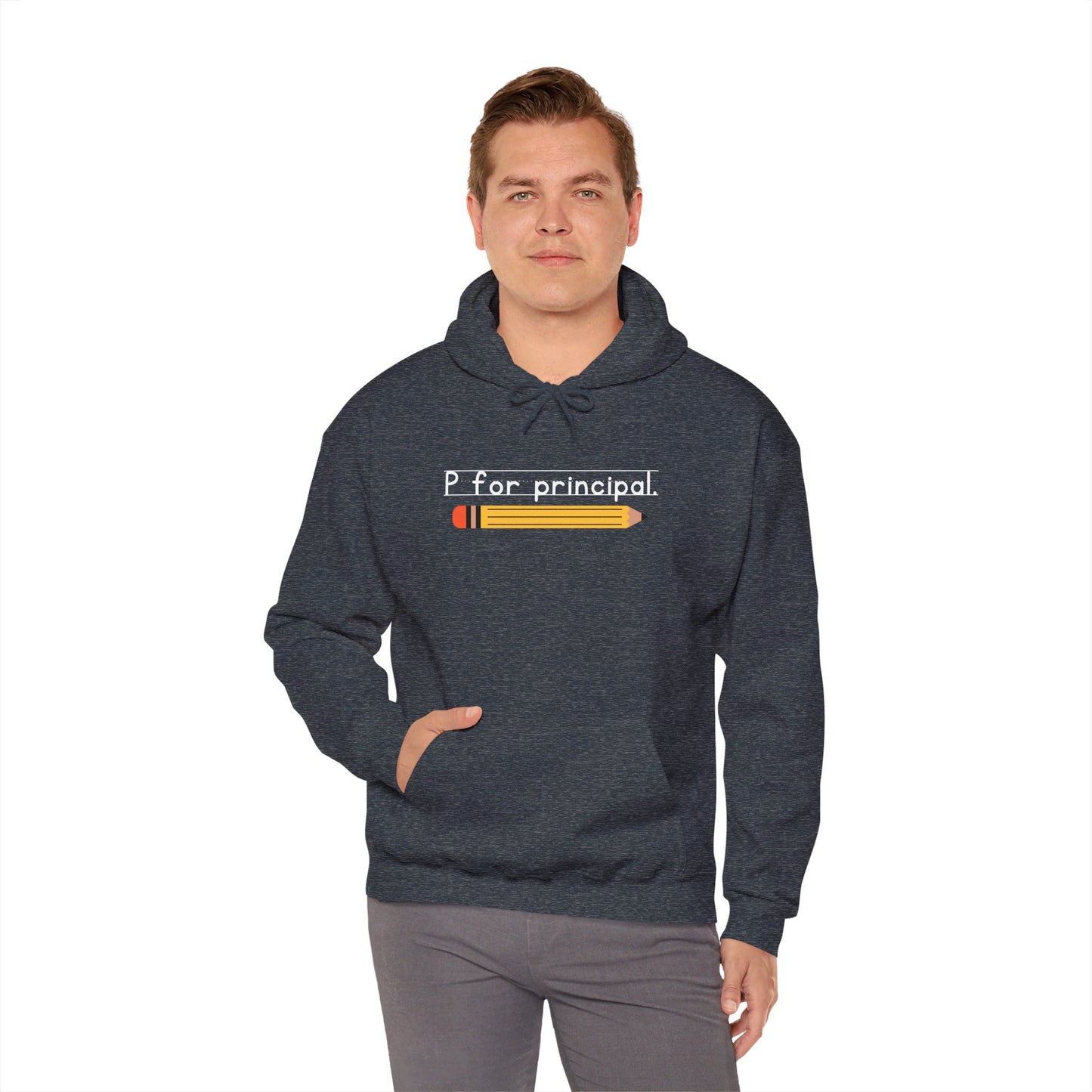 P for principal. | Unisex Heavy Blend™ Hooded Sweatshirt