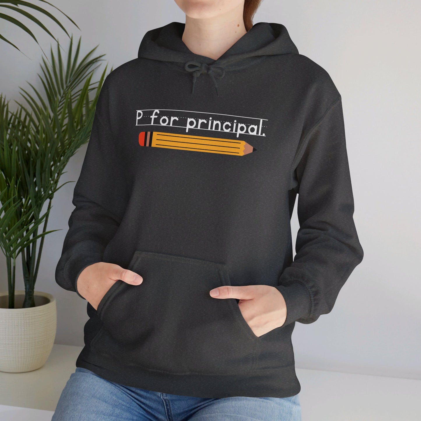 P for principal. | Unisex Heavy Blend™ Hooded Sweatshirt