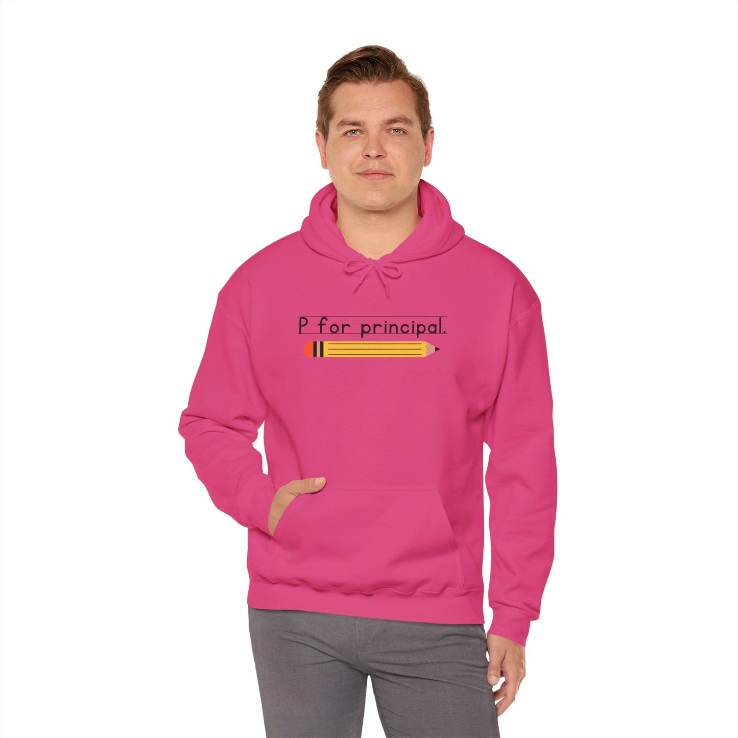 P for principal. | Unisex Heavy Blend™ Hooded Sweatshirt