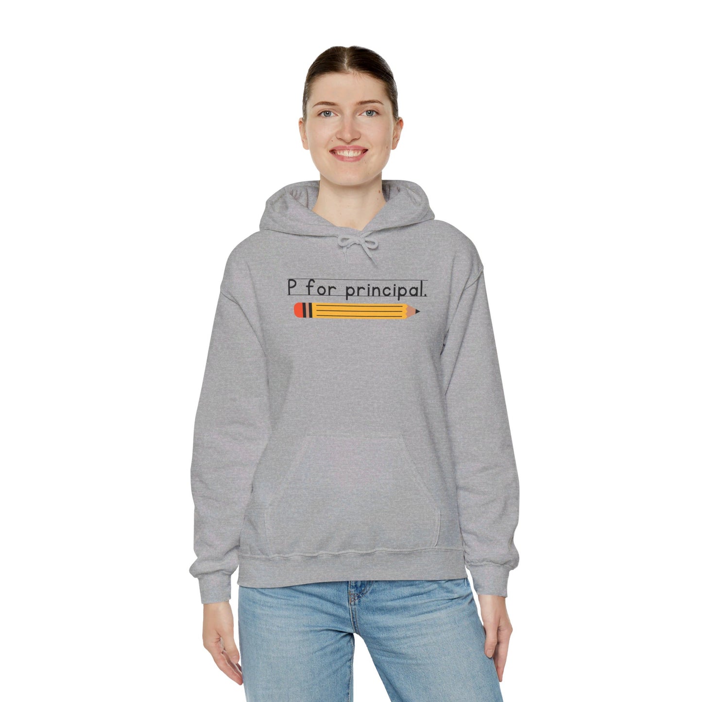 P for principal. | Unisex Heavy Blend™ Hooded Sweatshirt