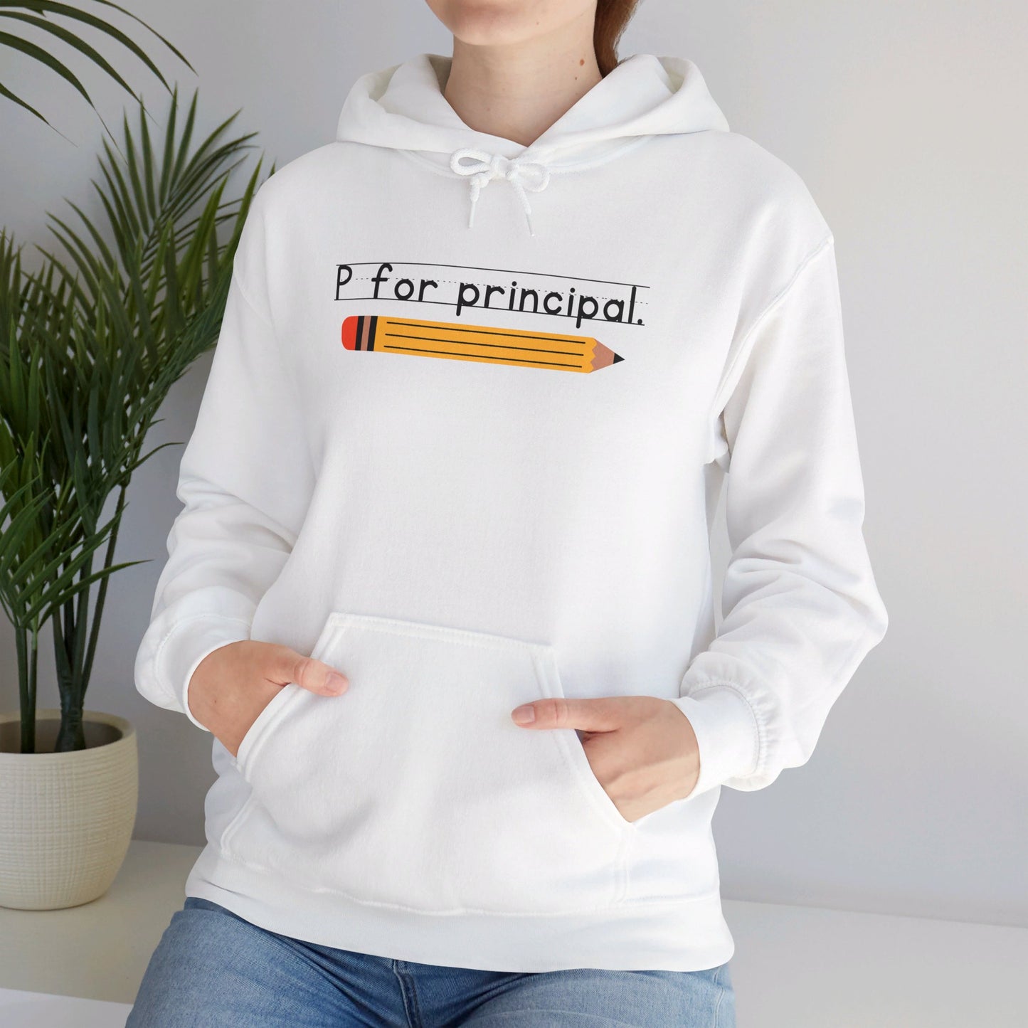 P for principal. | Unisex Heavy Blend™ Hooded Sweatshirt