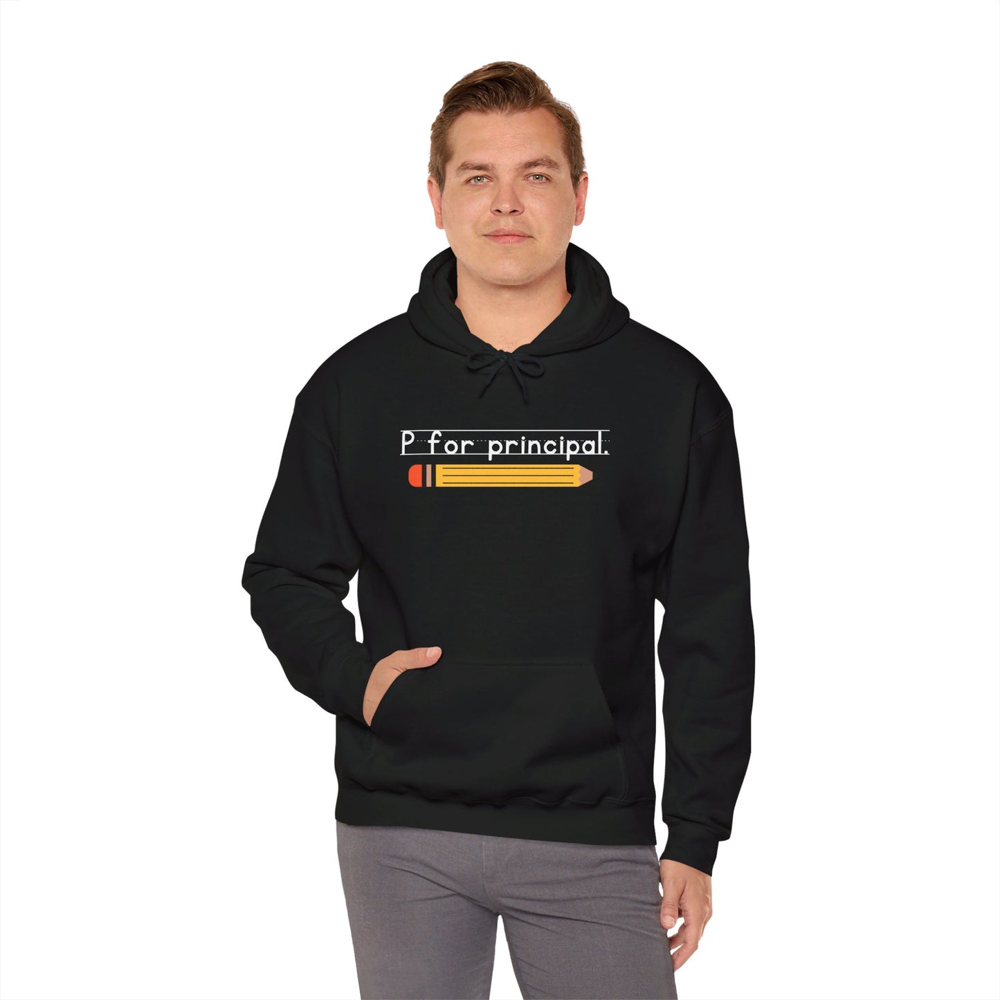 P for principal. | Unisex Heavy Blend™ Hooded Sweatshirt