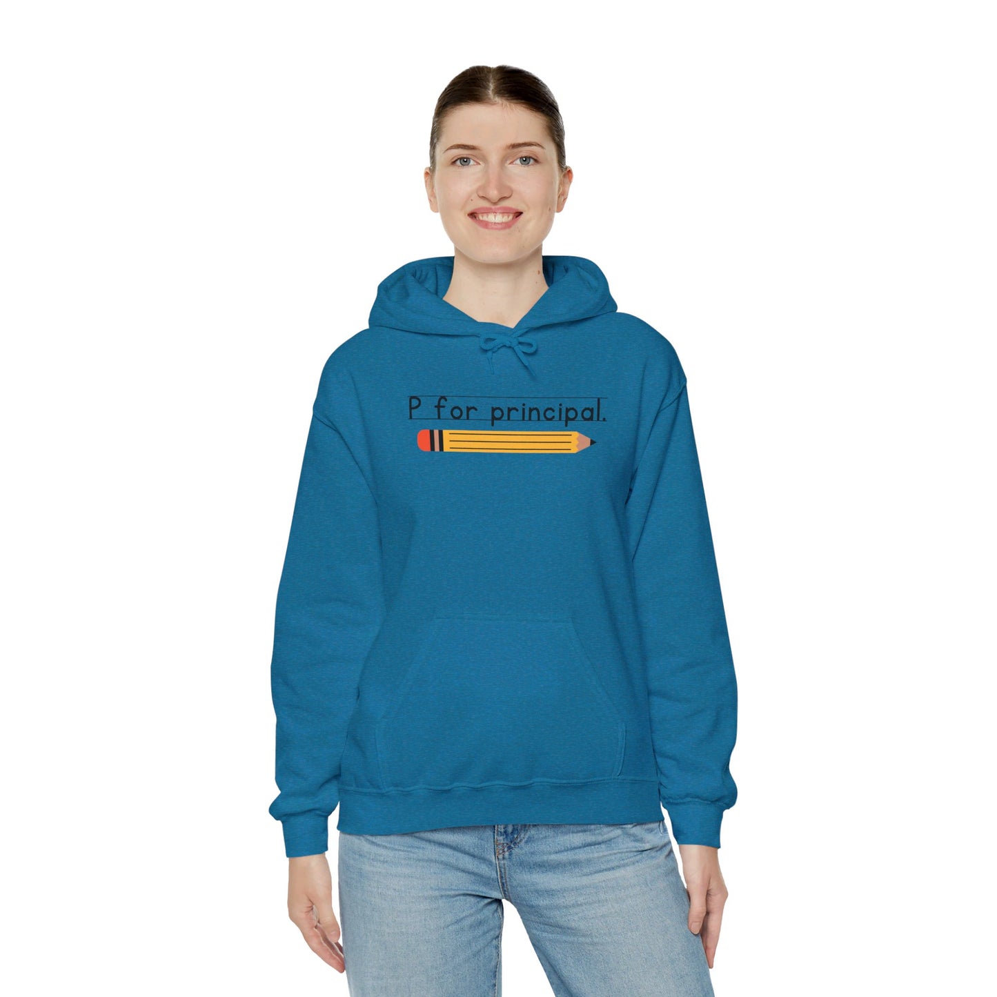 P for principal. | Unisex Heavy Blend™ Hooded Sweatshirt