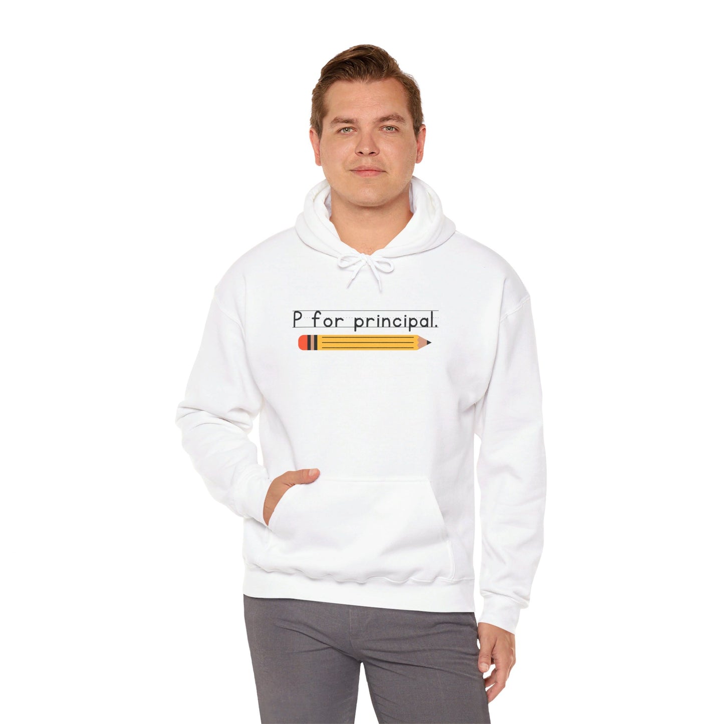 P for principal. | Unisex Heavy Blend™ Hooded Sweatshirt