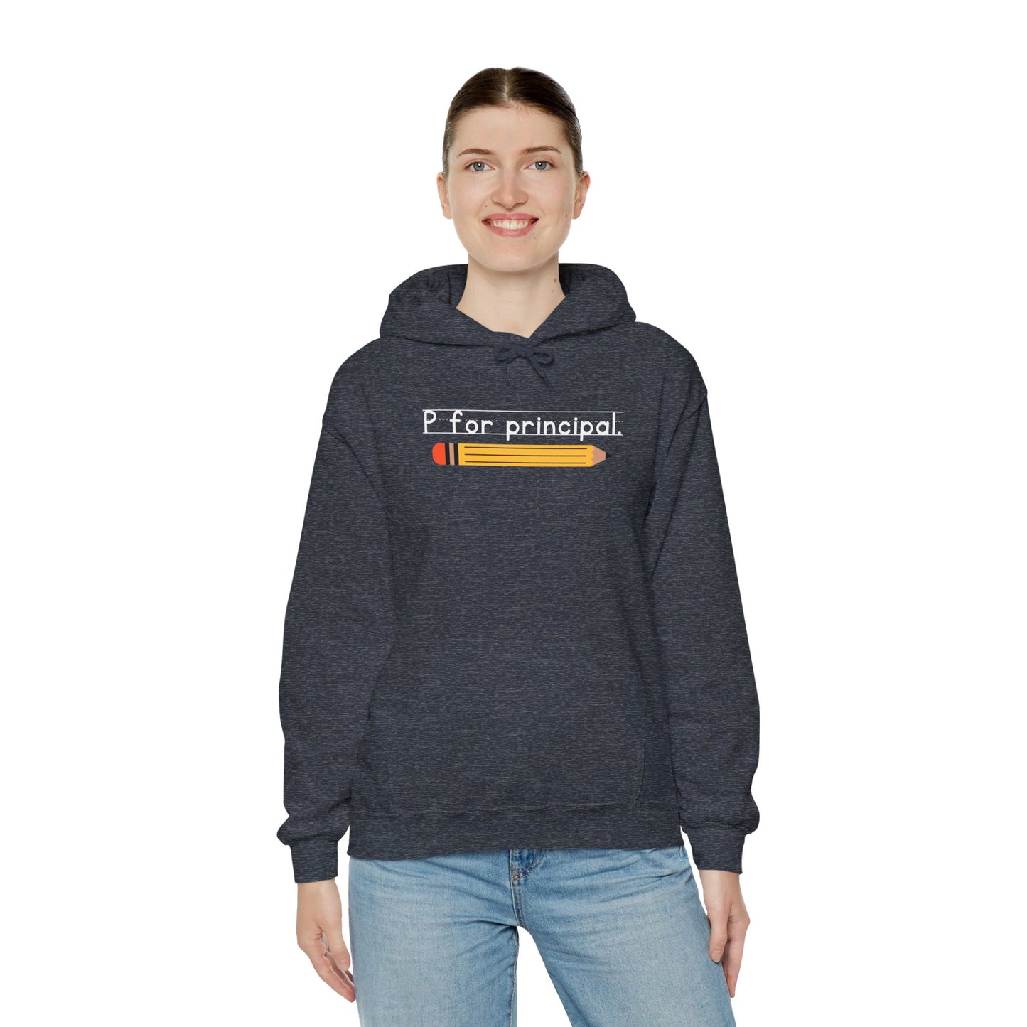 P for principal. | Unisex Heavy Blend™ Hooded Sweatshirt