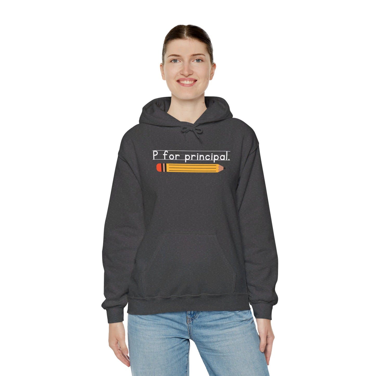 P for principal. | Unisex Heavy Blend™ Hooded Sweatshirt