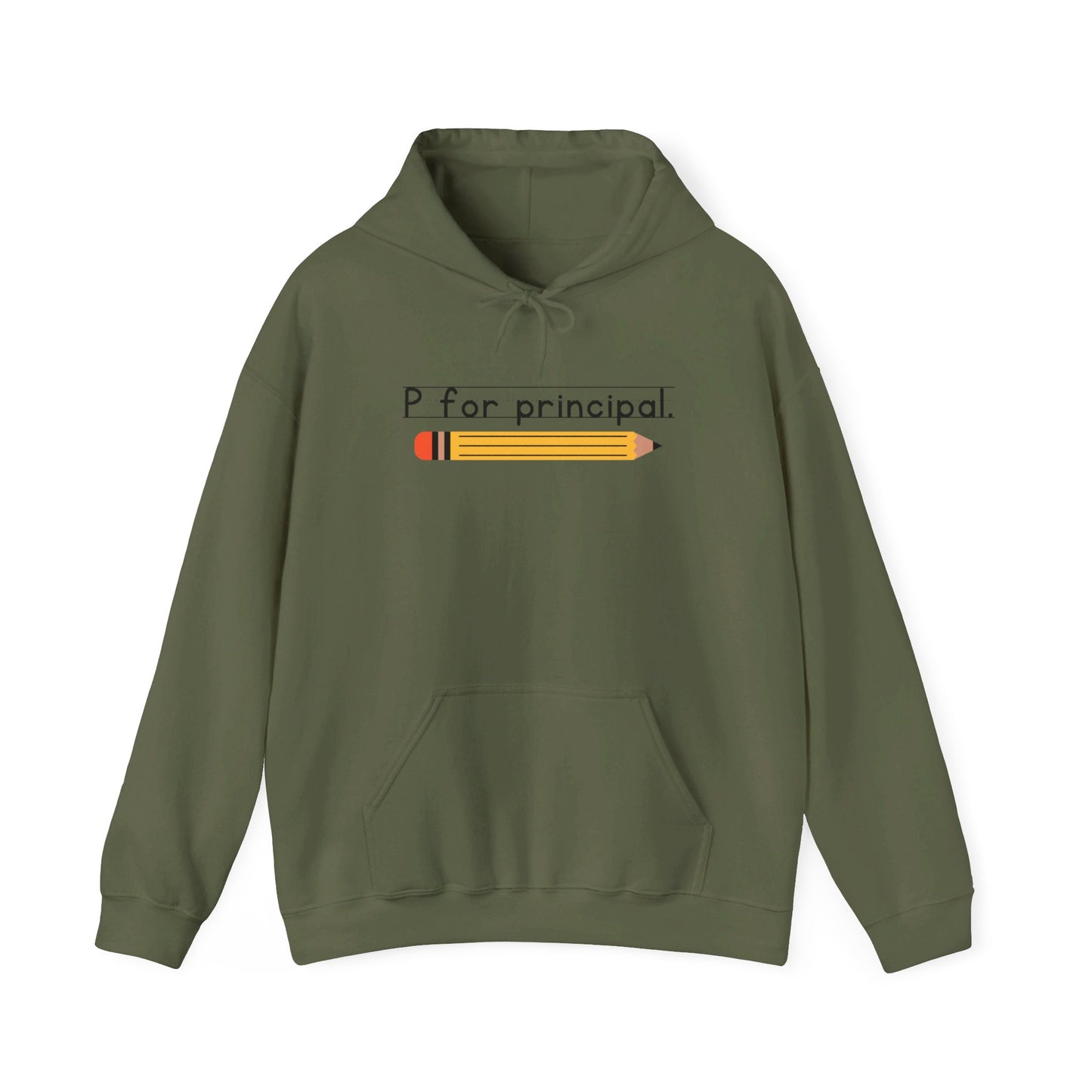 P for principal. | Unisex Heavy Blend™ Hooded Sweatshirt