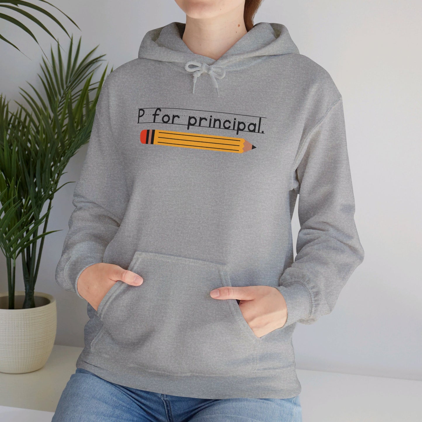 P for principal. | Unisex Heavy Blend™ Hooded Sweatshirt