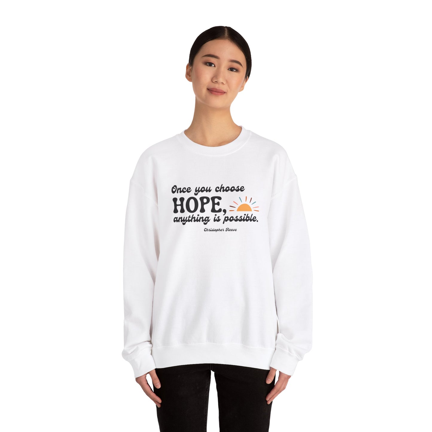 Christopher Reeve HOPE Quote Unisex Heavy Blend™ Crewneck Sweatshirt
