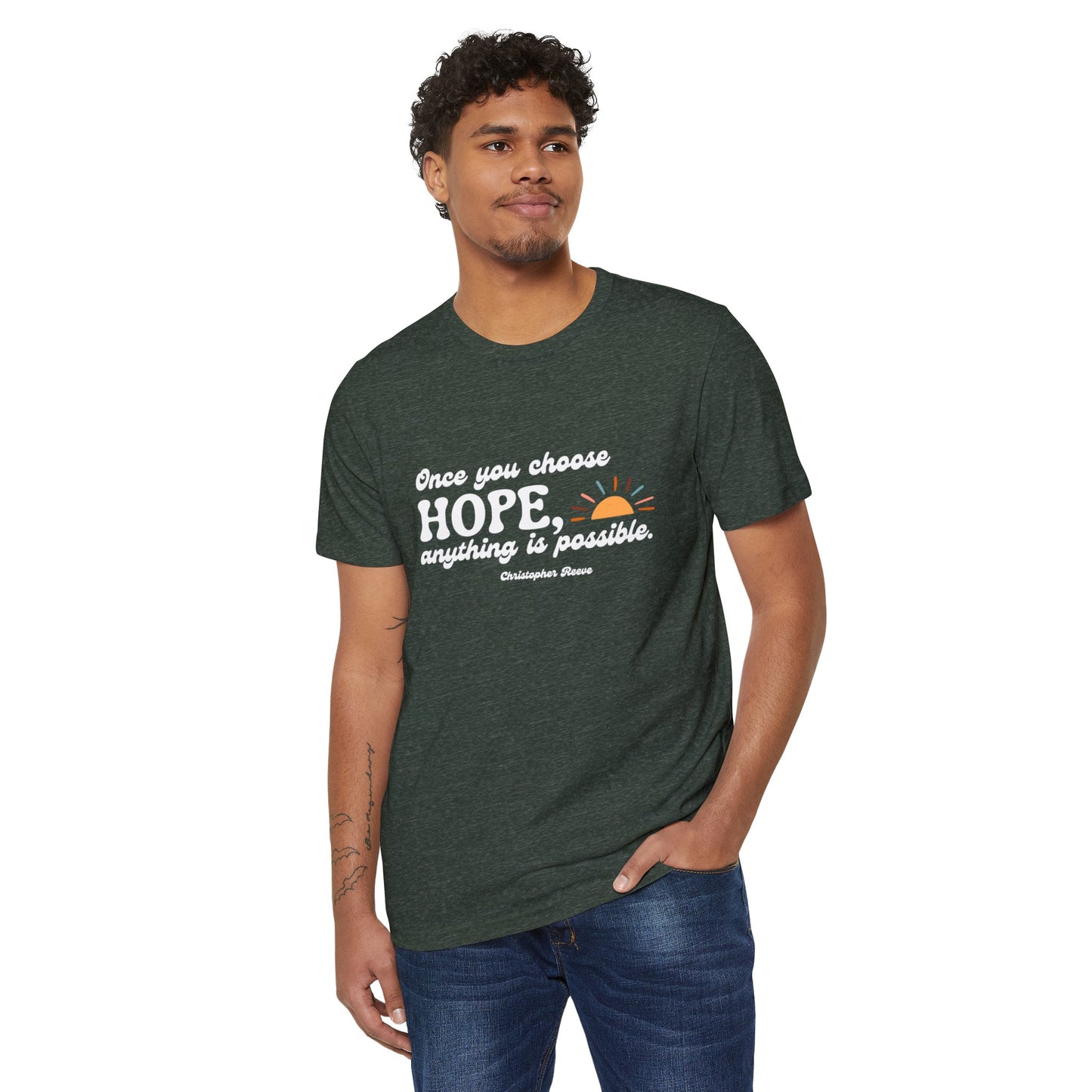 Christopher Reeve HOPE quote Unisex Recycled Organic T-Shirt